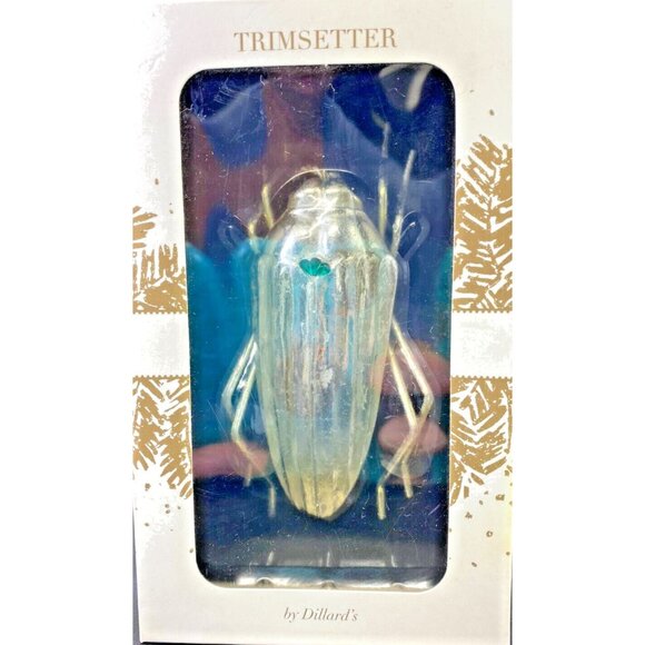 DILLARDS TRIMSETTER BEETLE ORNAMENT VINTAGE BUG SCARAB JEWEL GREEN RARE NIB - Picture 1 of 7